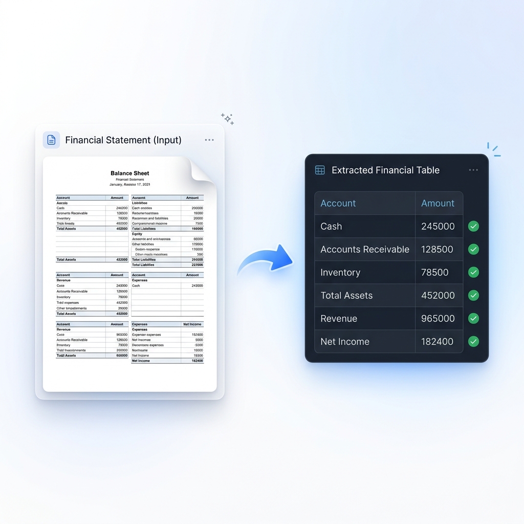Financial Statement Table Preview